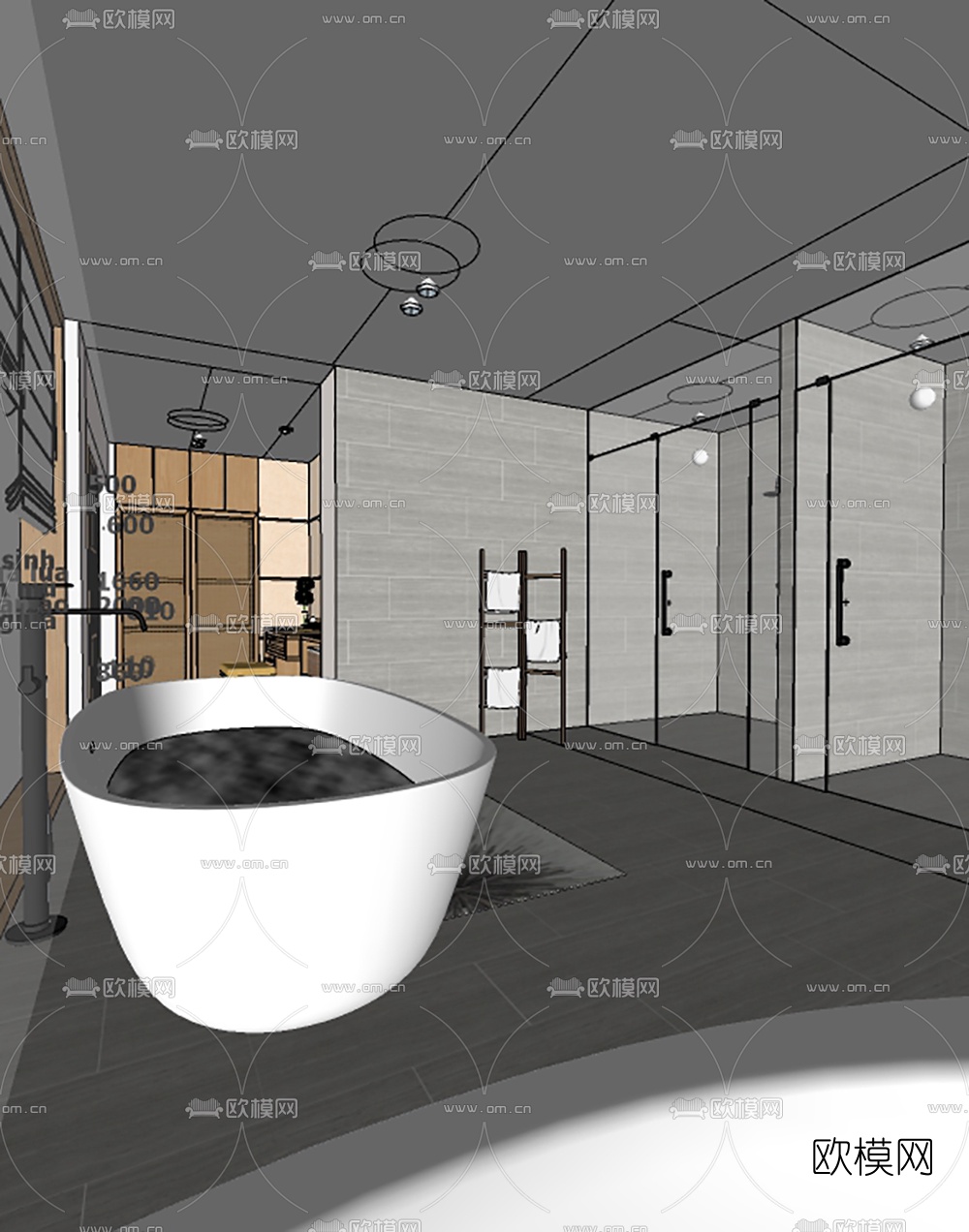 北欧主卧卫生间su模型下载（渲染图4）