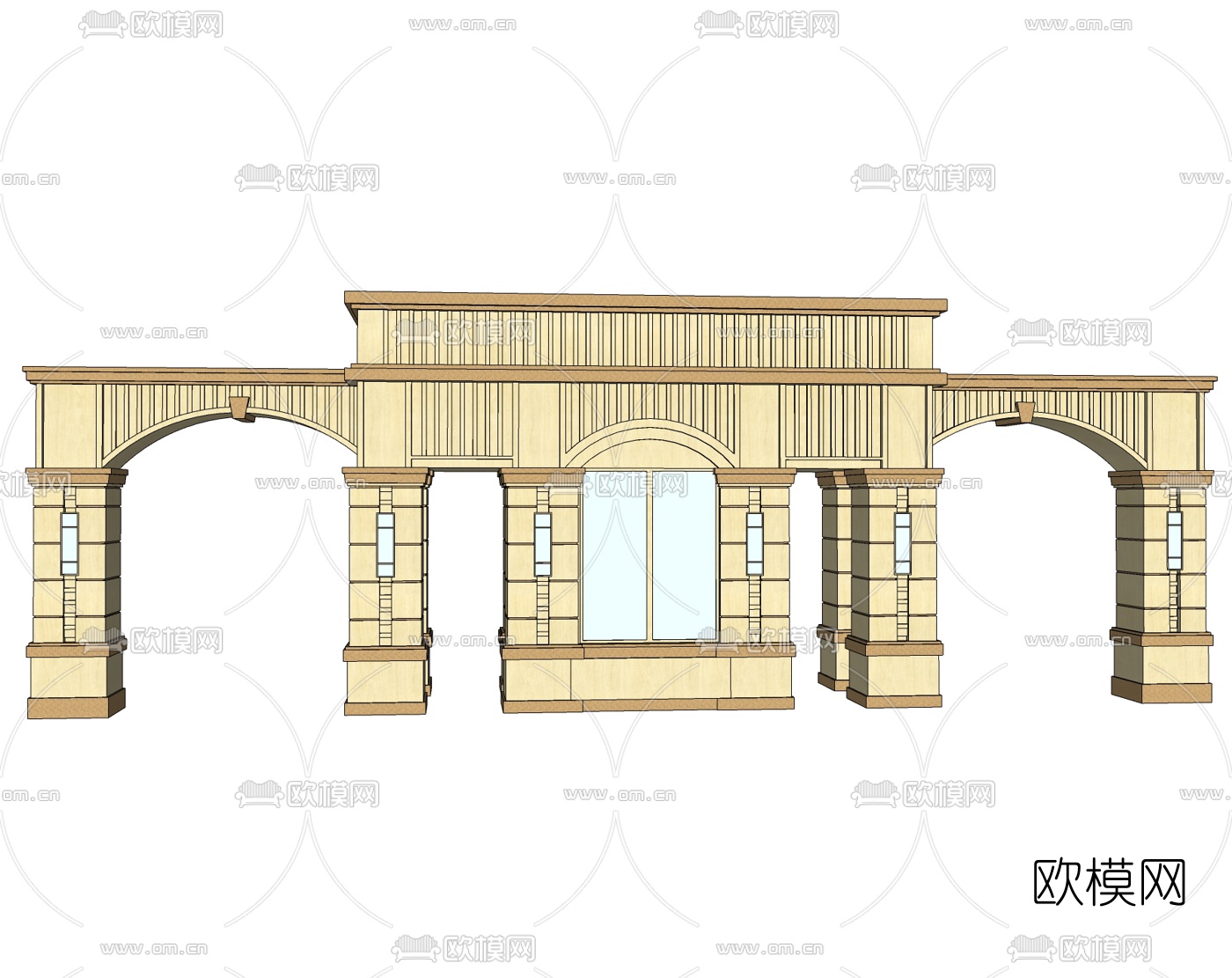 欧式小区住宅大门免费su模型下载