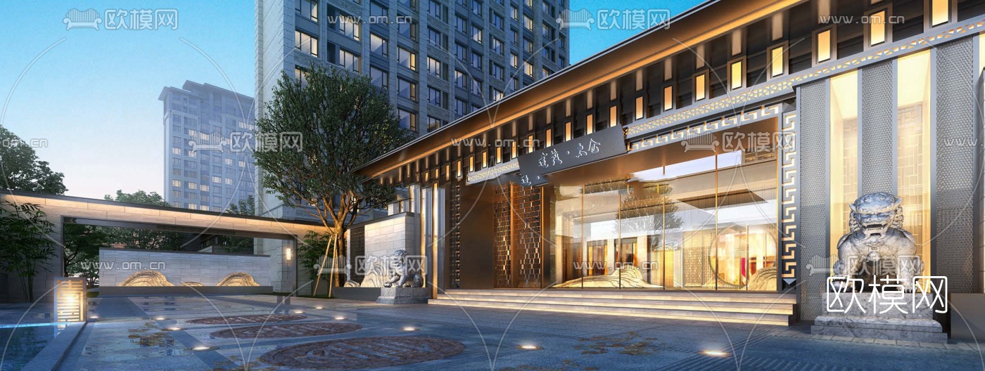 新中式商业会所su模型下载（渲染图5）