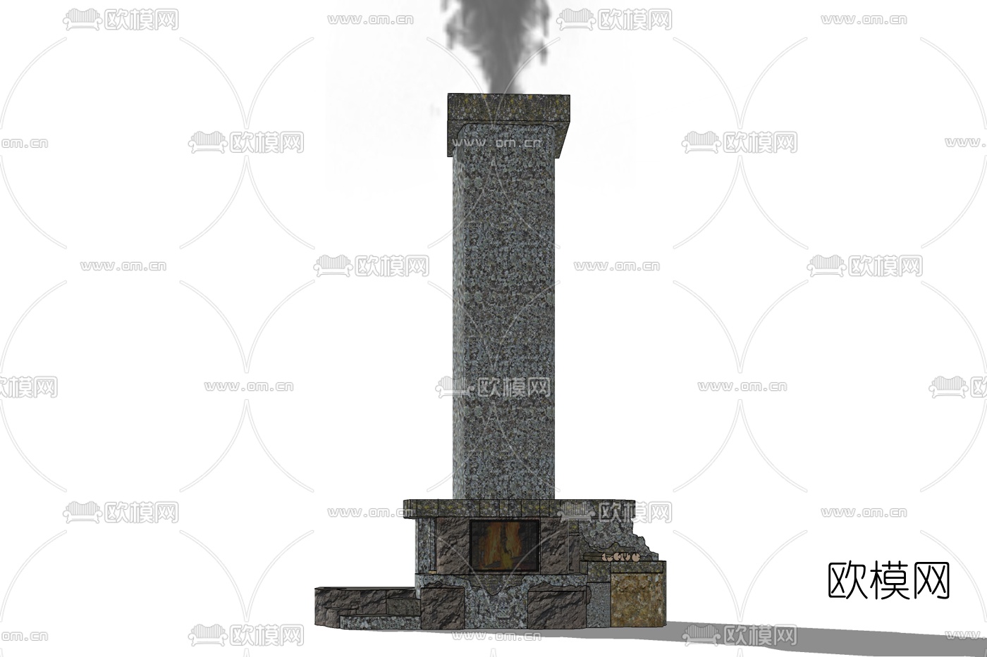 现代立体式壁炉免费su模型下载