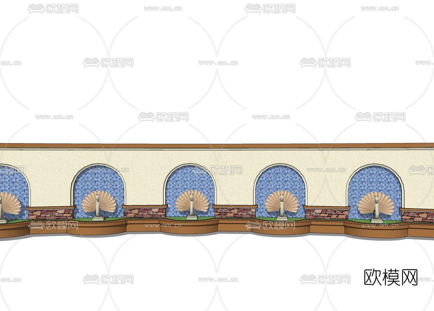 欧式景观墙免费su模型下载