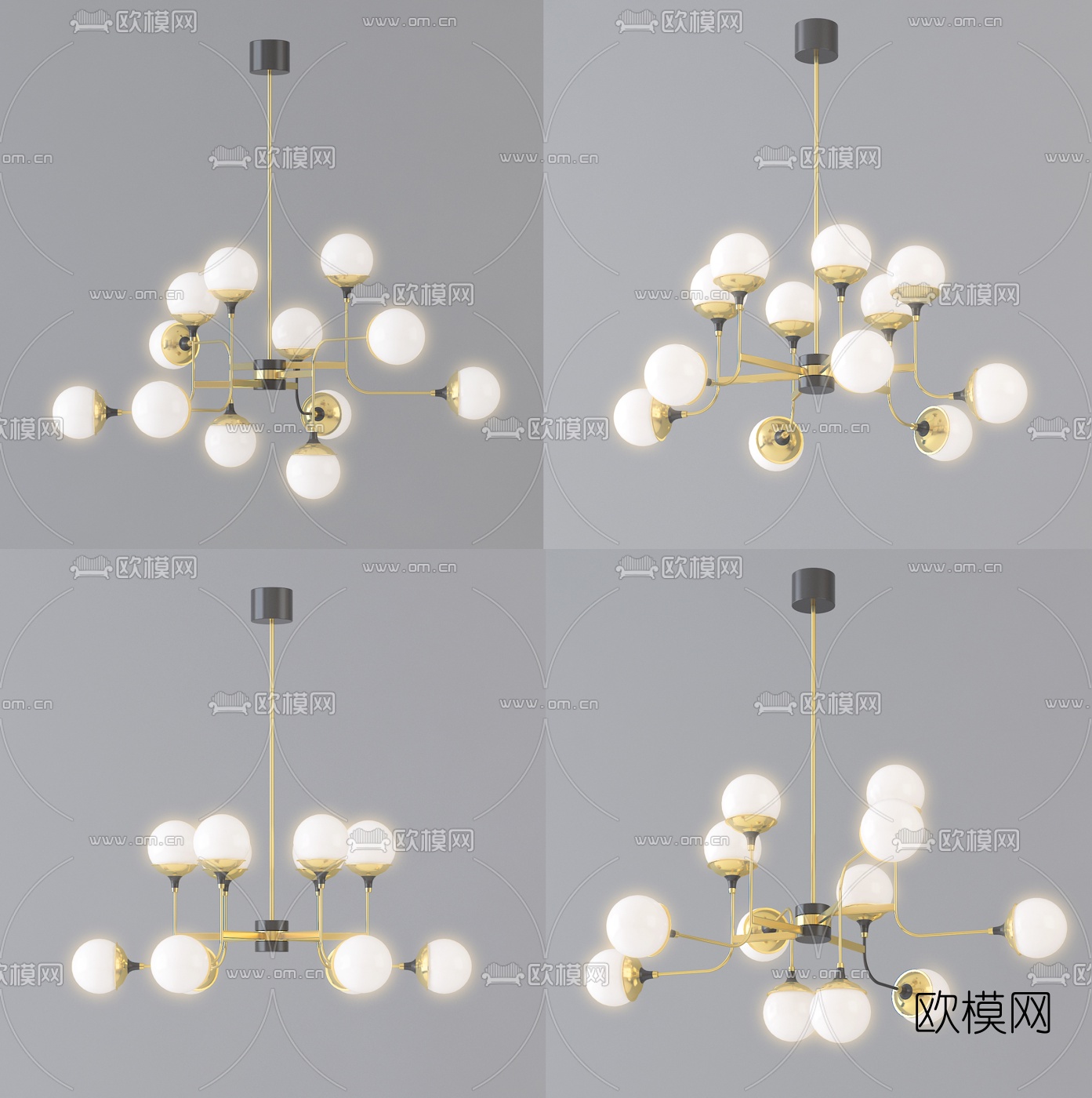 北欧金属多头吊灯3d模型
