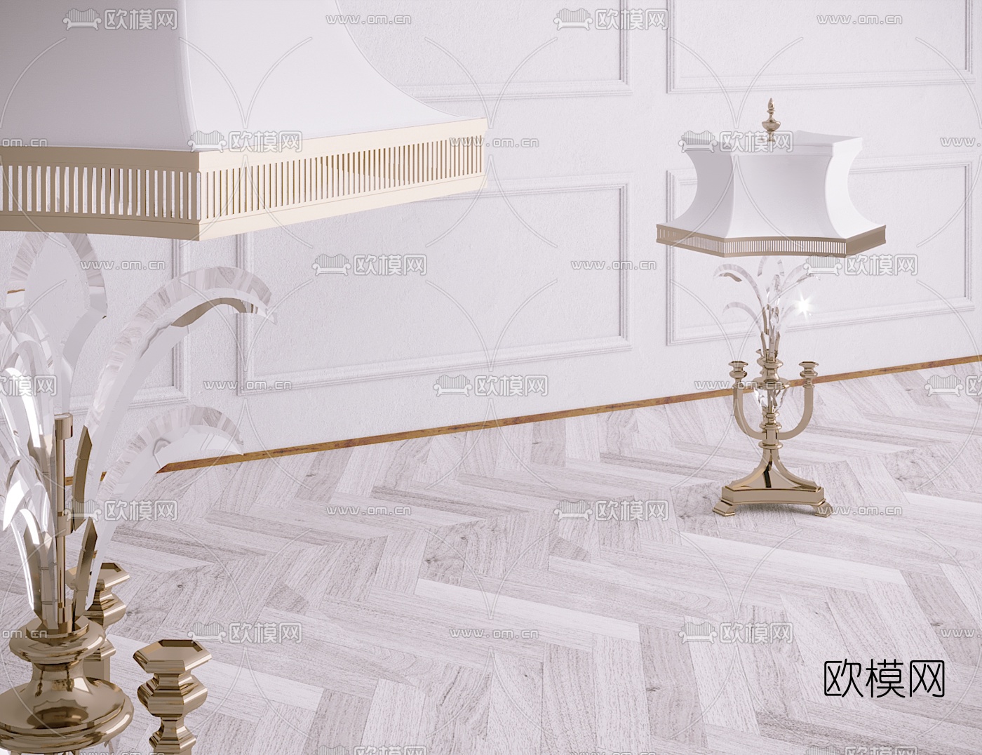 欧式金属台灯3d模型下载