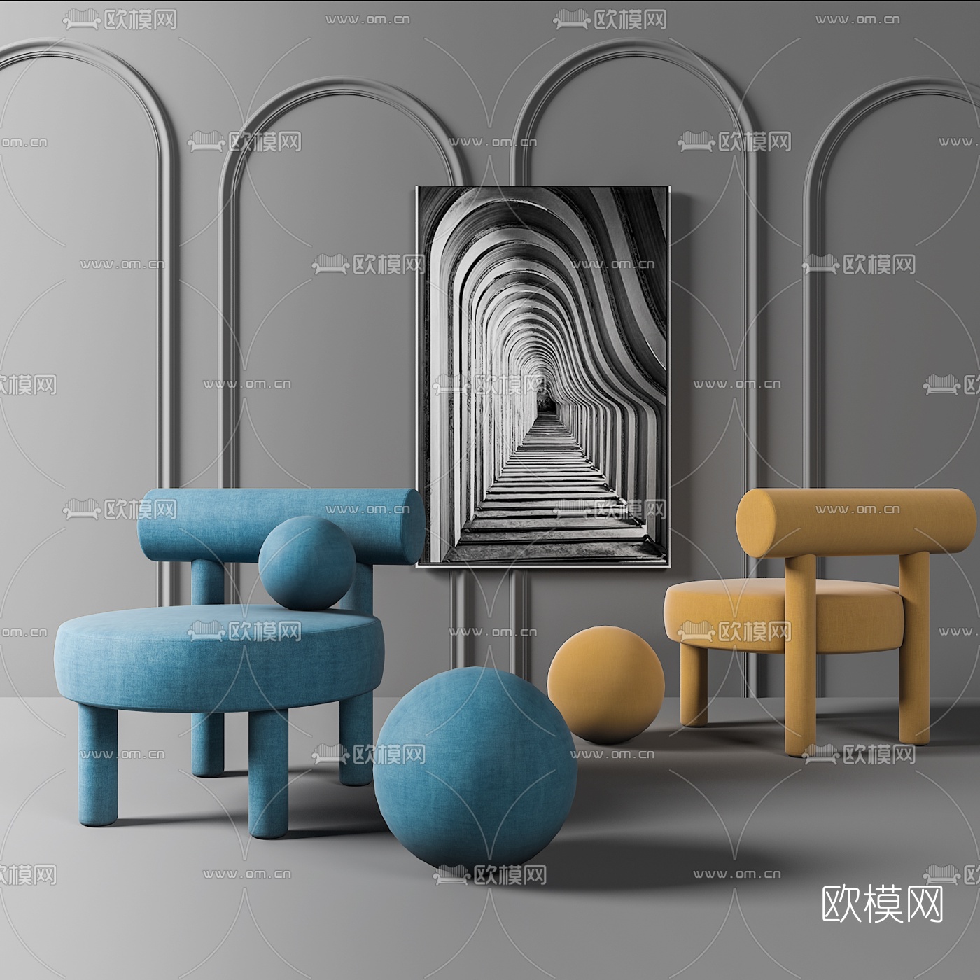 北欧创意单椅3d模型