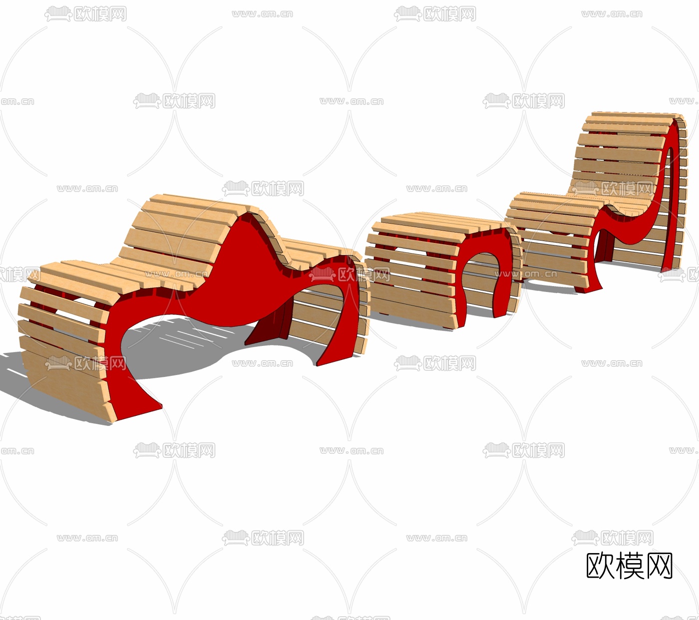 现代户外公用椅免费su模型下载