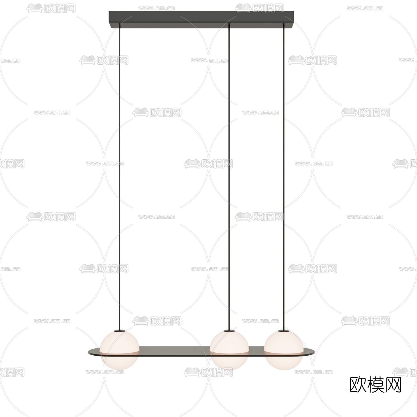现代简易吊灯组合3d模型