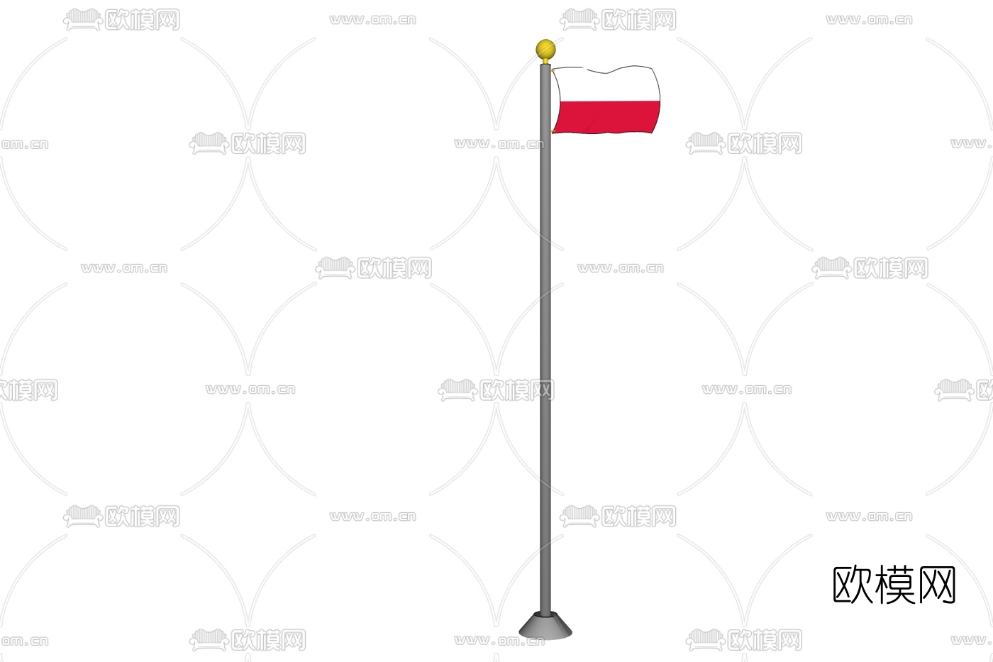 现代国旗旗帜免费su模型下载