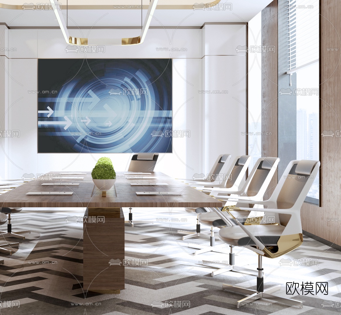 现代简约会议室3d模型