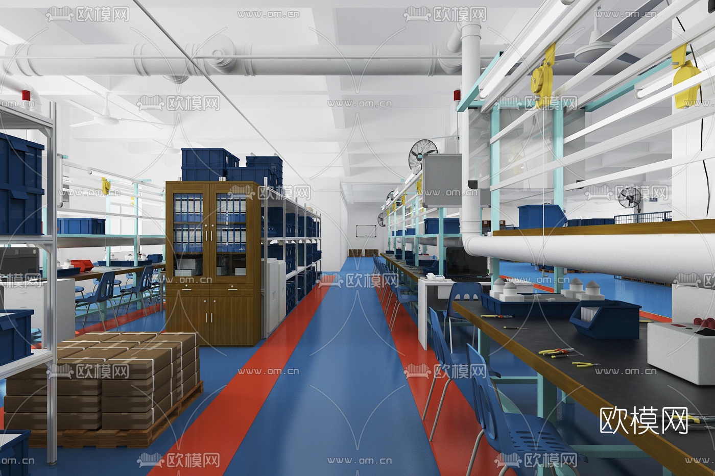 现代工厂车间生产线3d模型