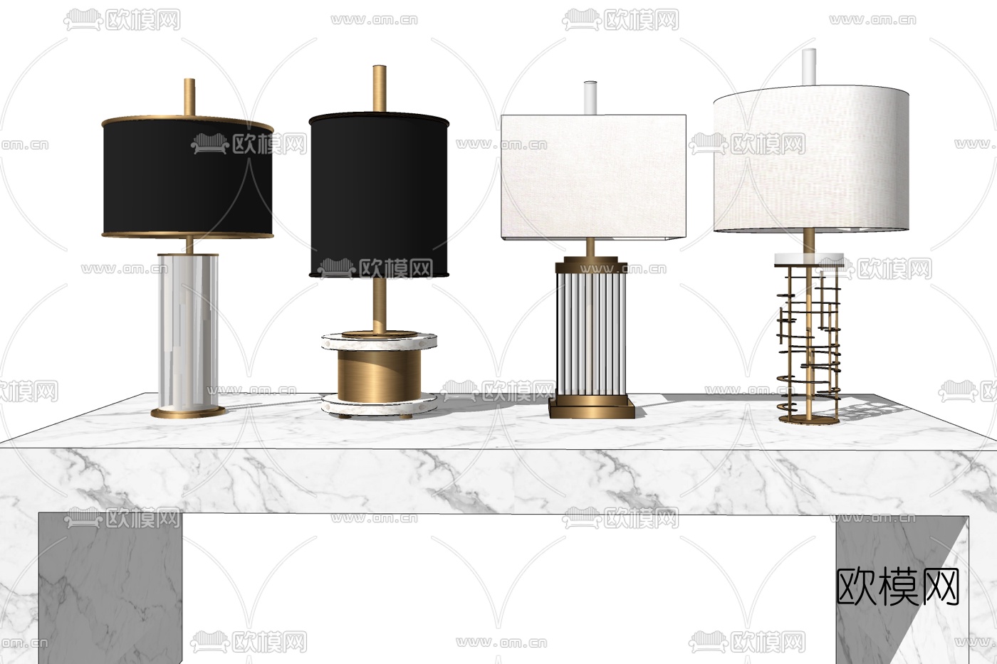 现代轻奢台灯免费su模型下载