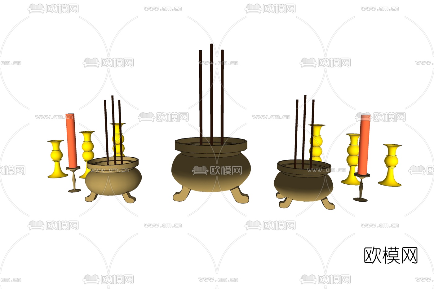 中式香炉圆鼎免费su模型下载