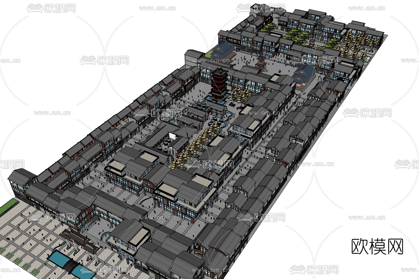 中式房屋规划免费su模型下载
