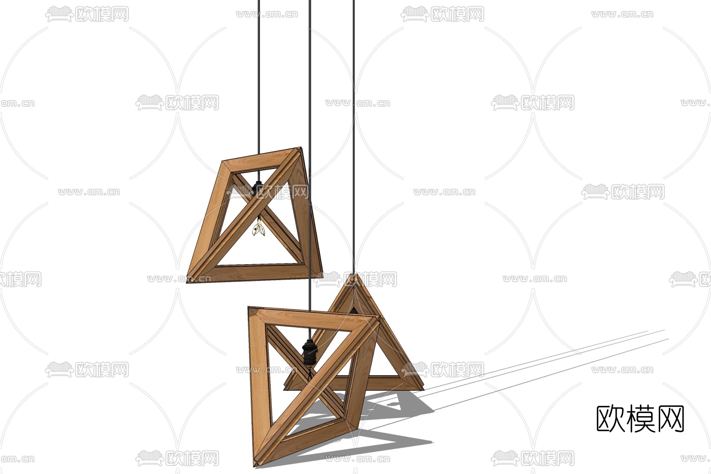 现代木质吊灯免费su模型