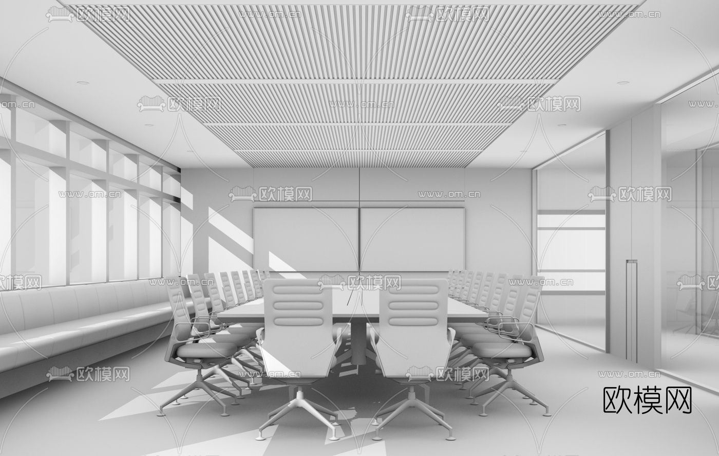 现代会议室su模型