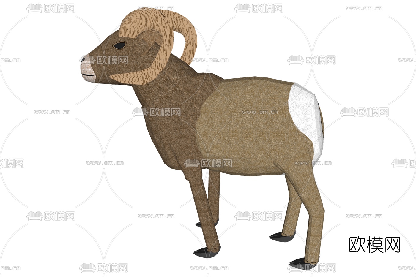 现代弯角山羊免费su模型下载