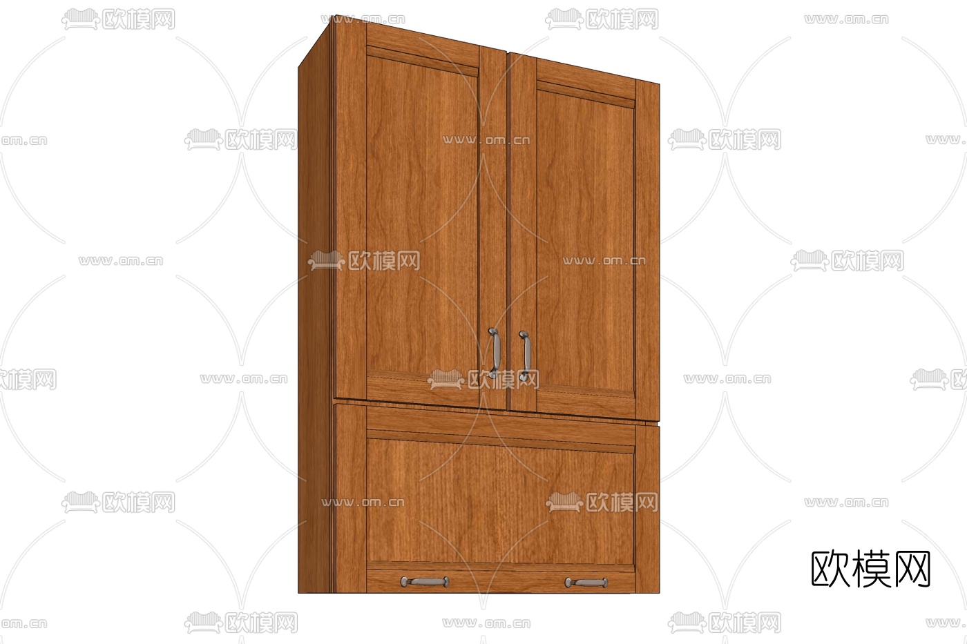 美式实木衣柜免费su模型下载