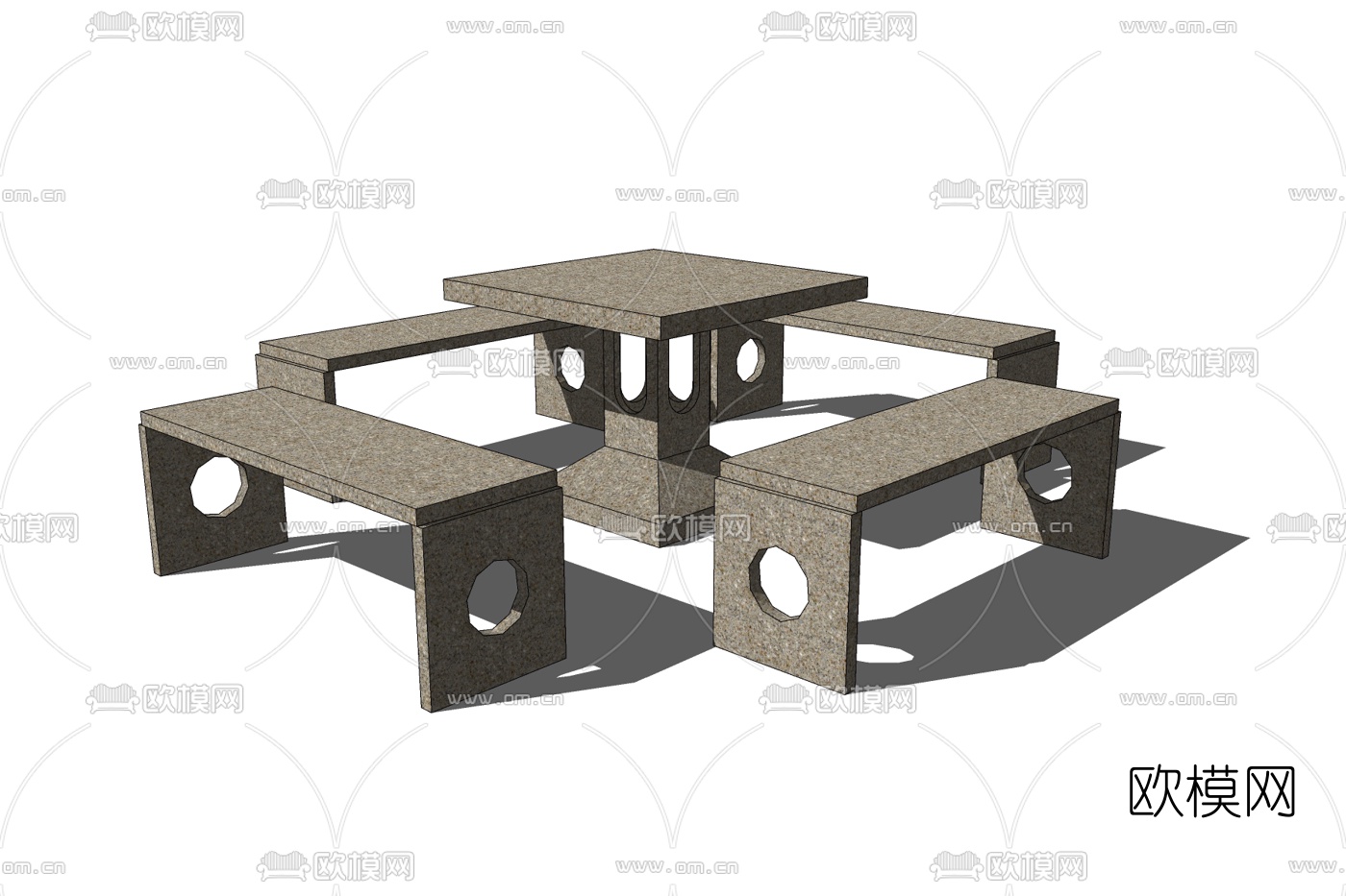新中式休闲桌椅免费su模型下载