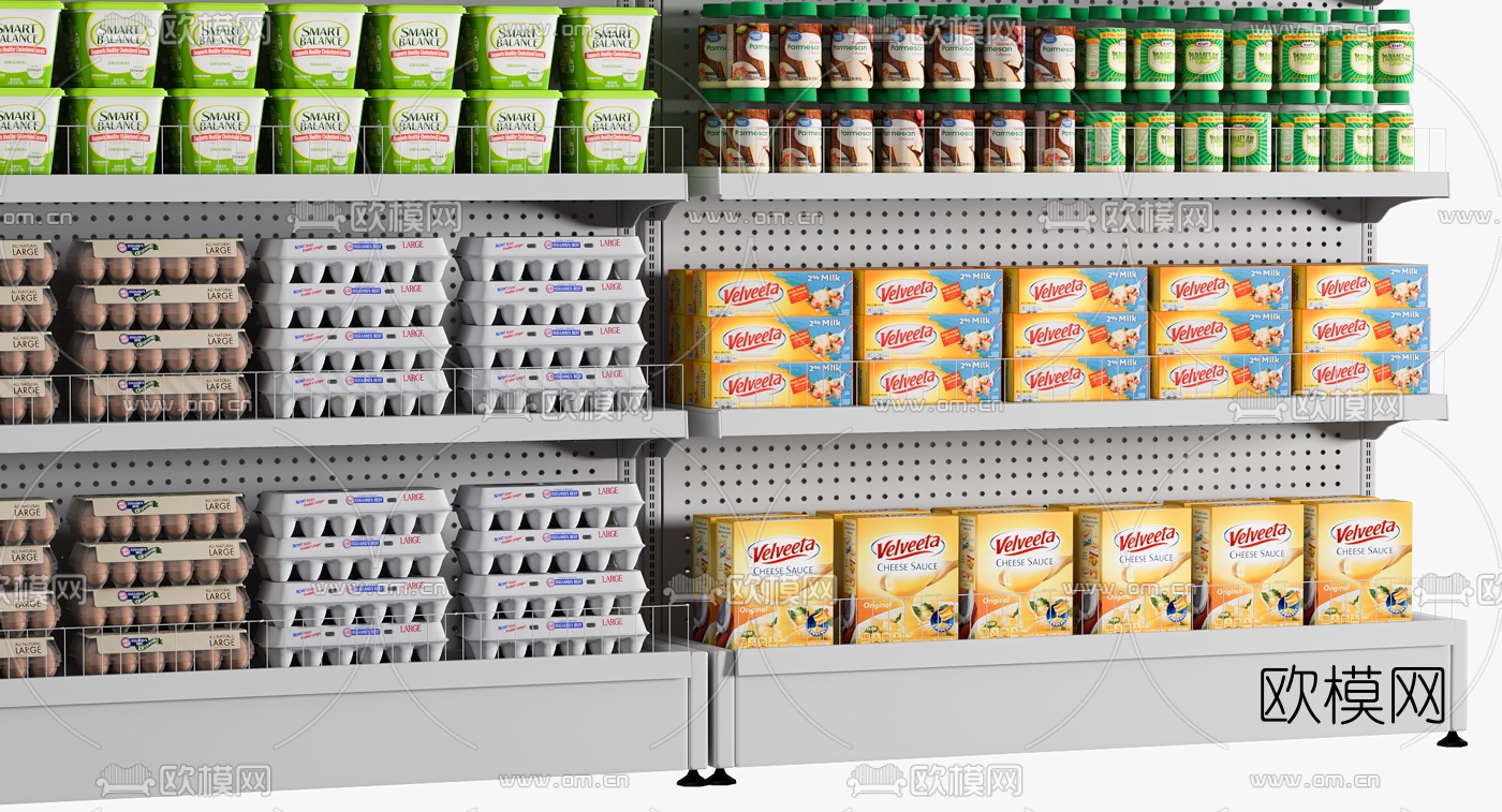 现代牛奶食品展柜3d模型下载（渲染图3）