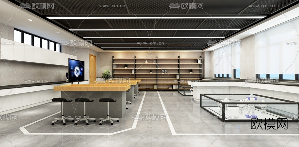 现代机器人培训室3d模型下载(渲染图1)