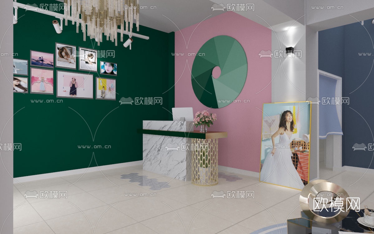 北欧婚纱摄影店前台免费3d模型下载（渲染图1）