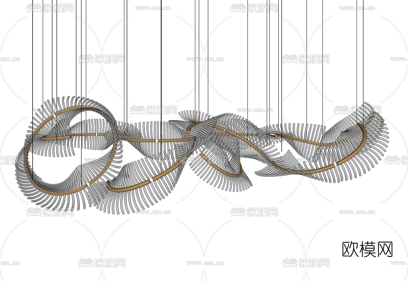 现代树叶装饰吊灯su模型下载