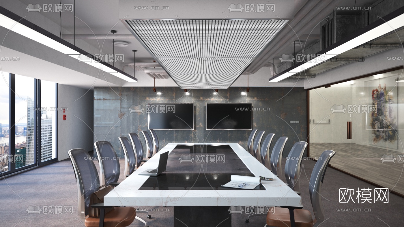 工业风会议室3d模型下载