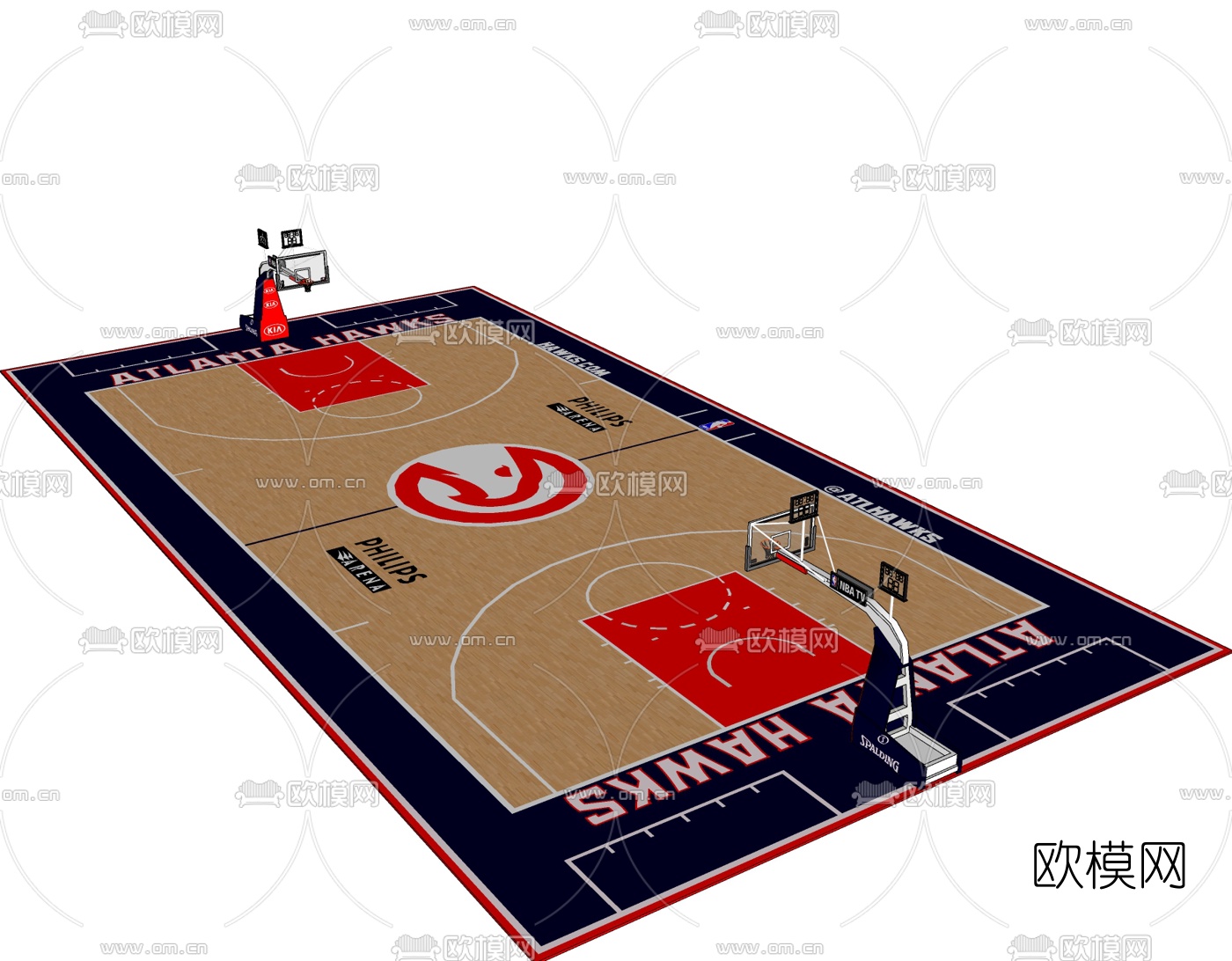 现代篮球场免费su模型