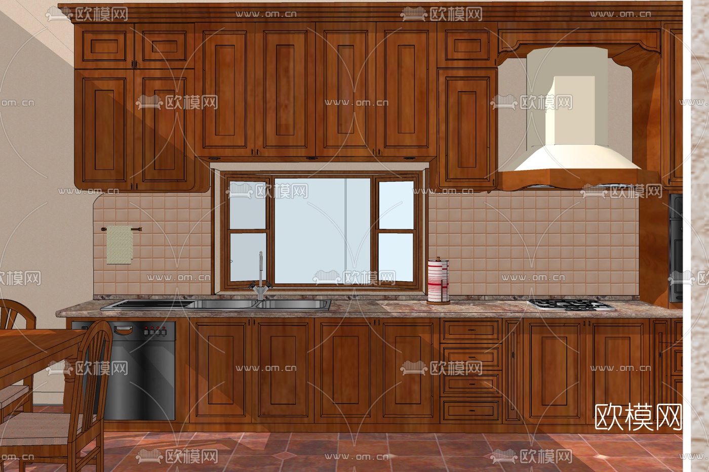 美式厨房免费su模型下载