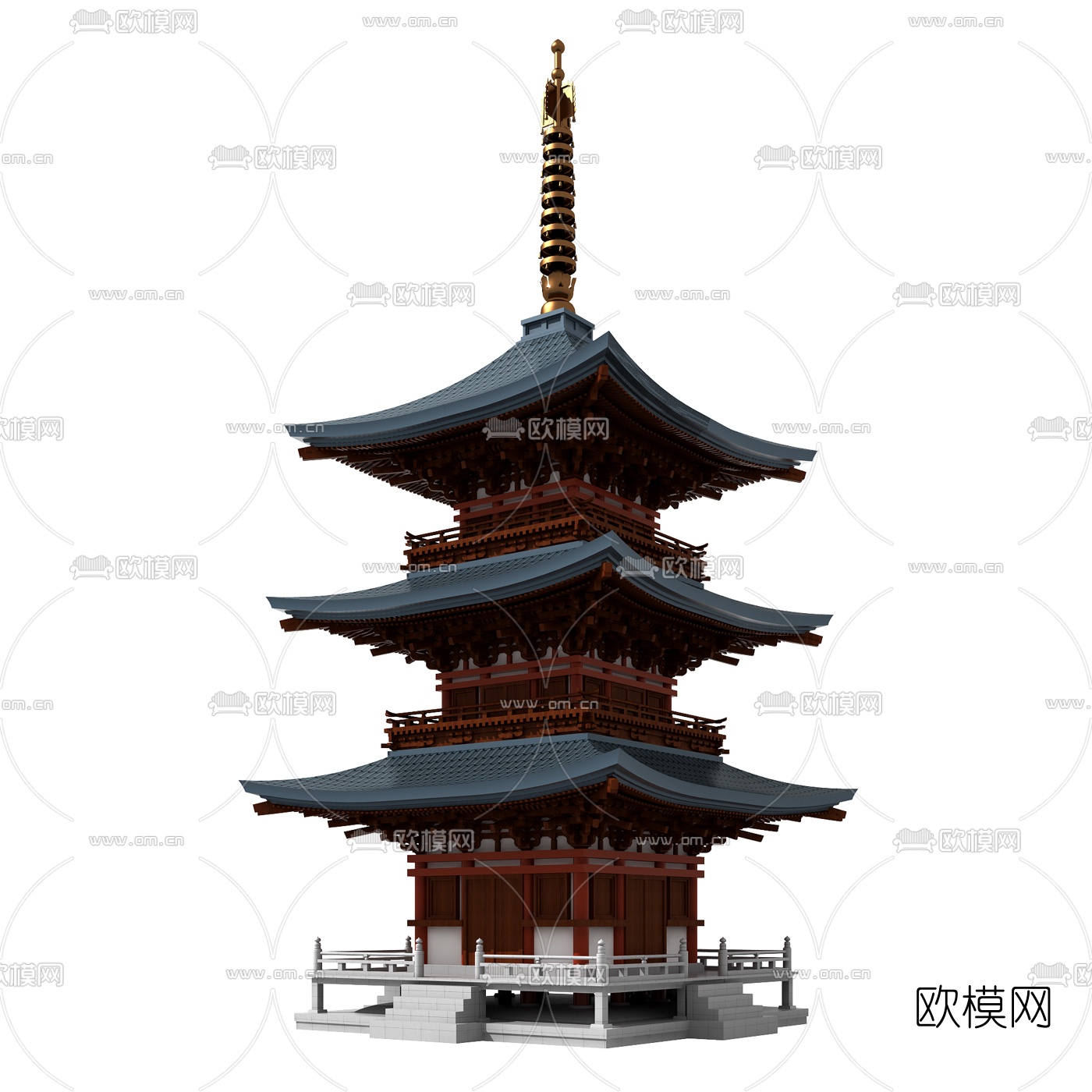中式古建塔楼佛塔3d模型