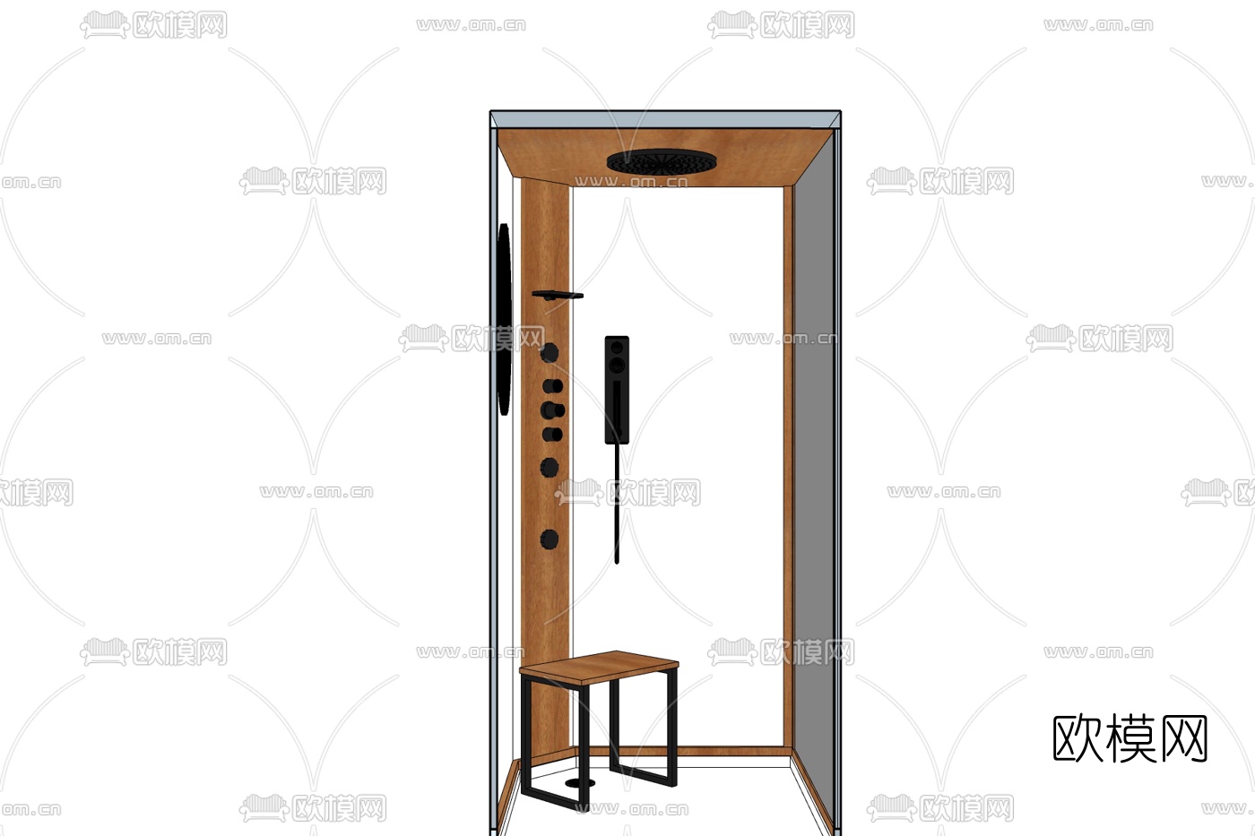 现代玻璃淋浴房免费su模型下载