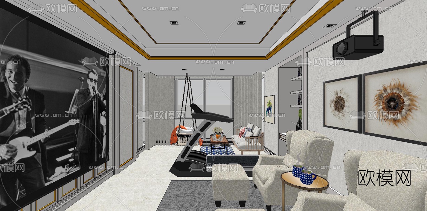 现代室内健身房su模型下载（渲染图3）