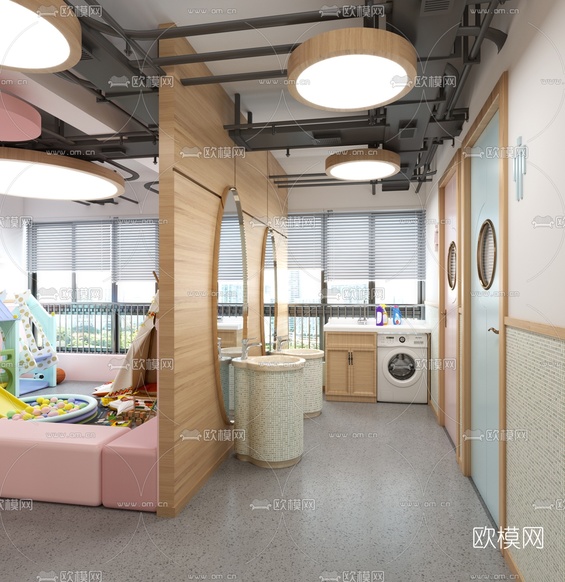 现代幼儿园儿童教室3d模型下载(渲染图2)