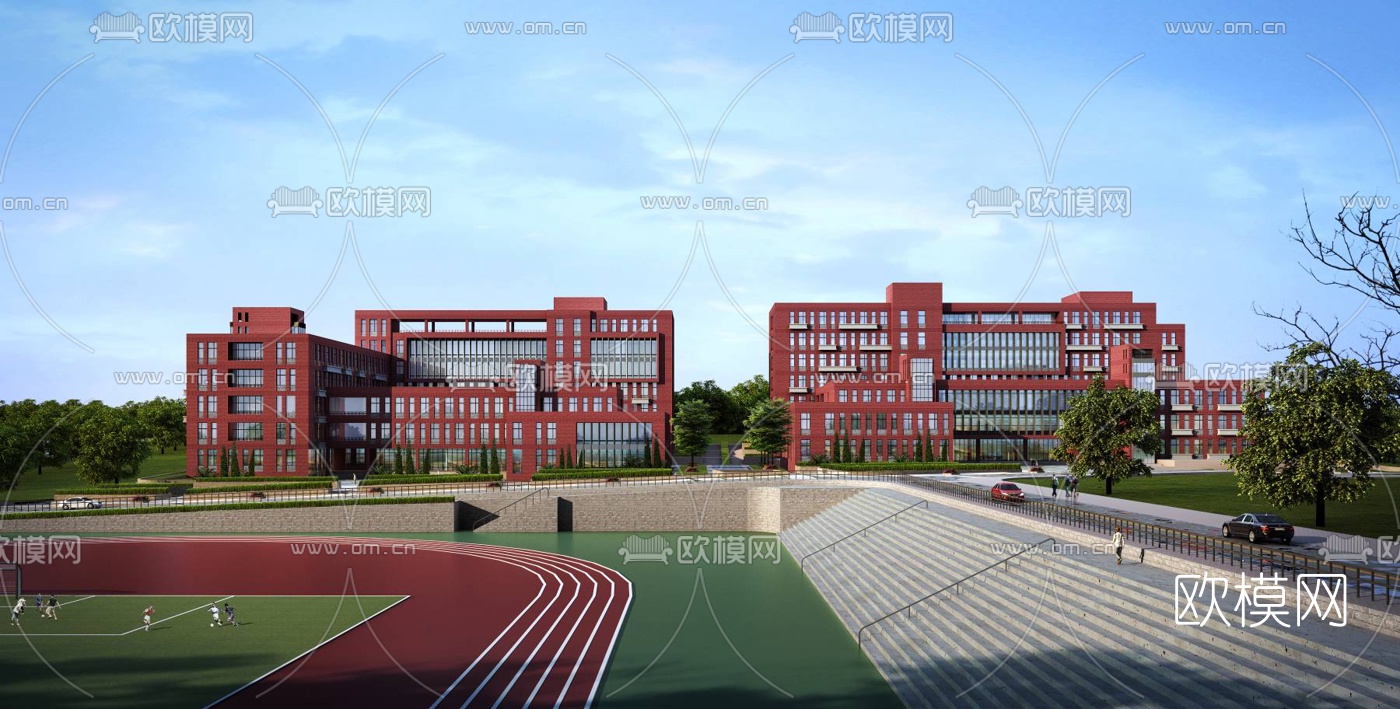 现代学校鸟瞰3d模型下载（渲染图2）