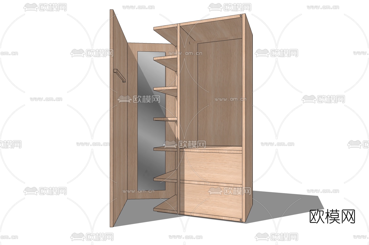 现代衣柜免费su模型下载