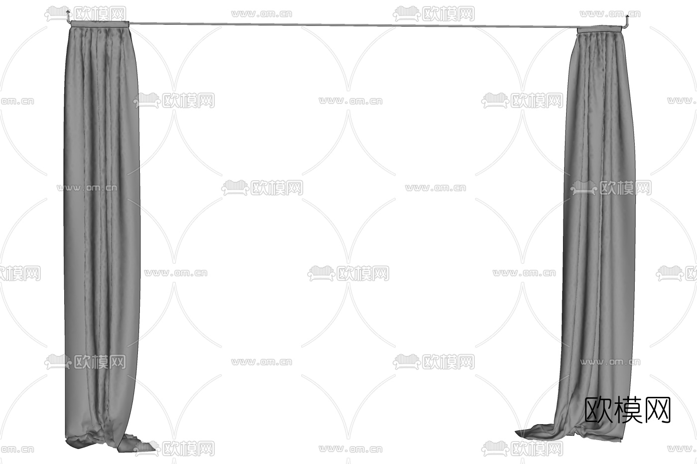 现代布艺窗帘免费su模型下载