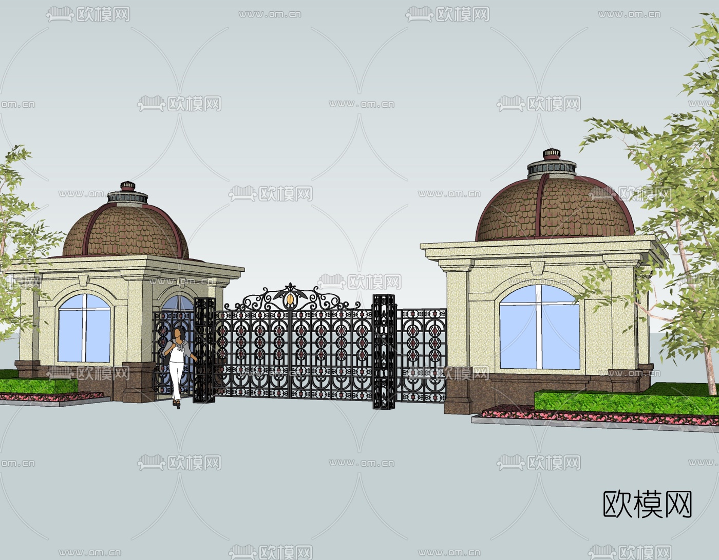 欧式小区门头免费su模型下载