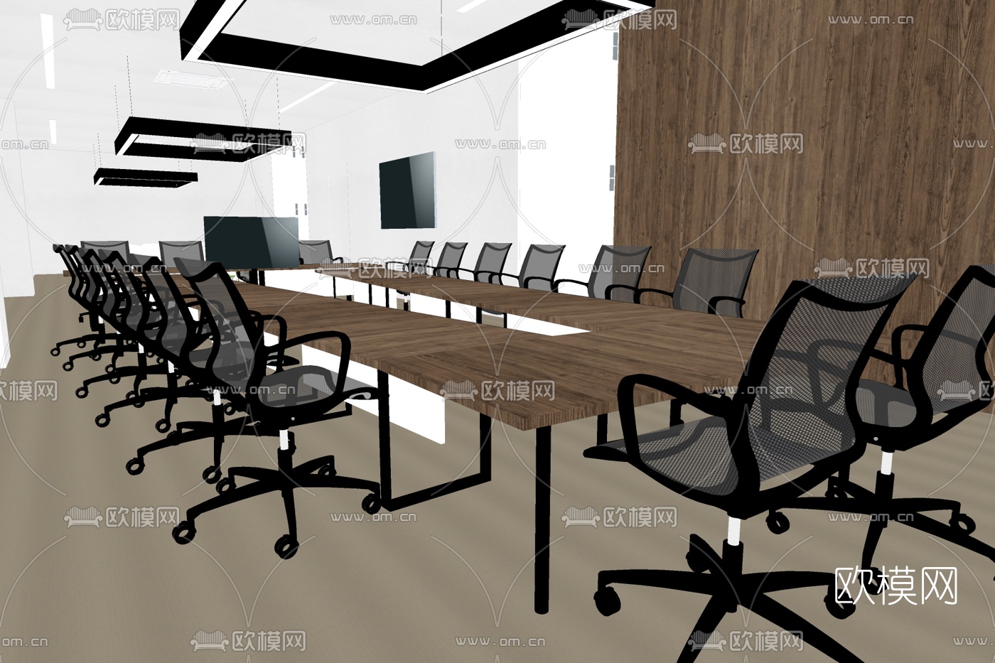 现代会议室免费su模型下载