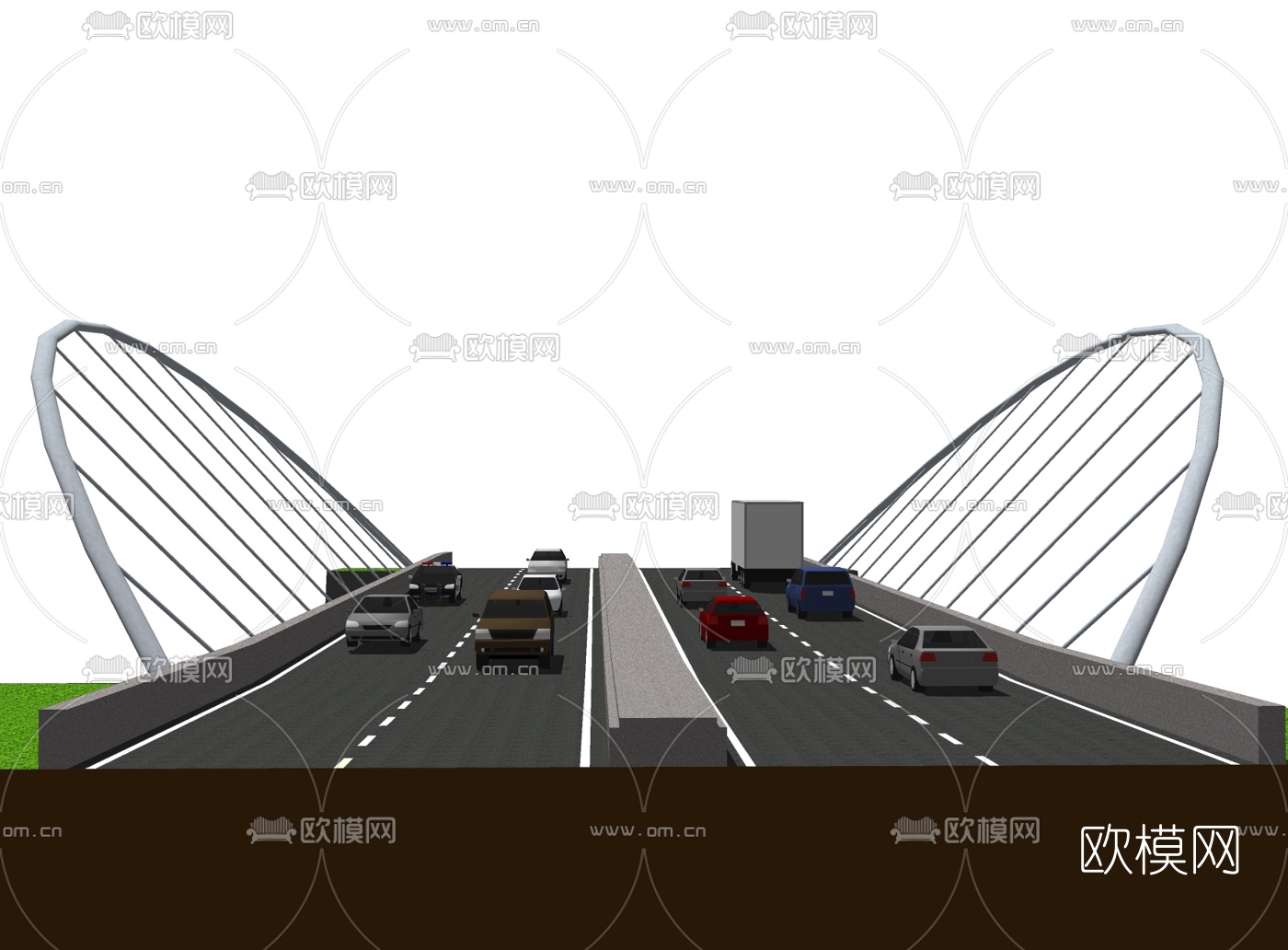 现代公路道路免费su模型下载