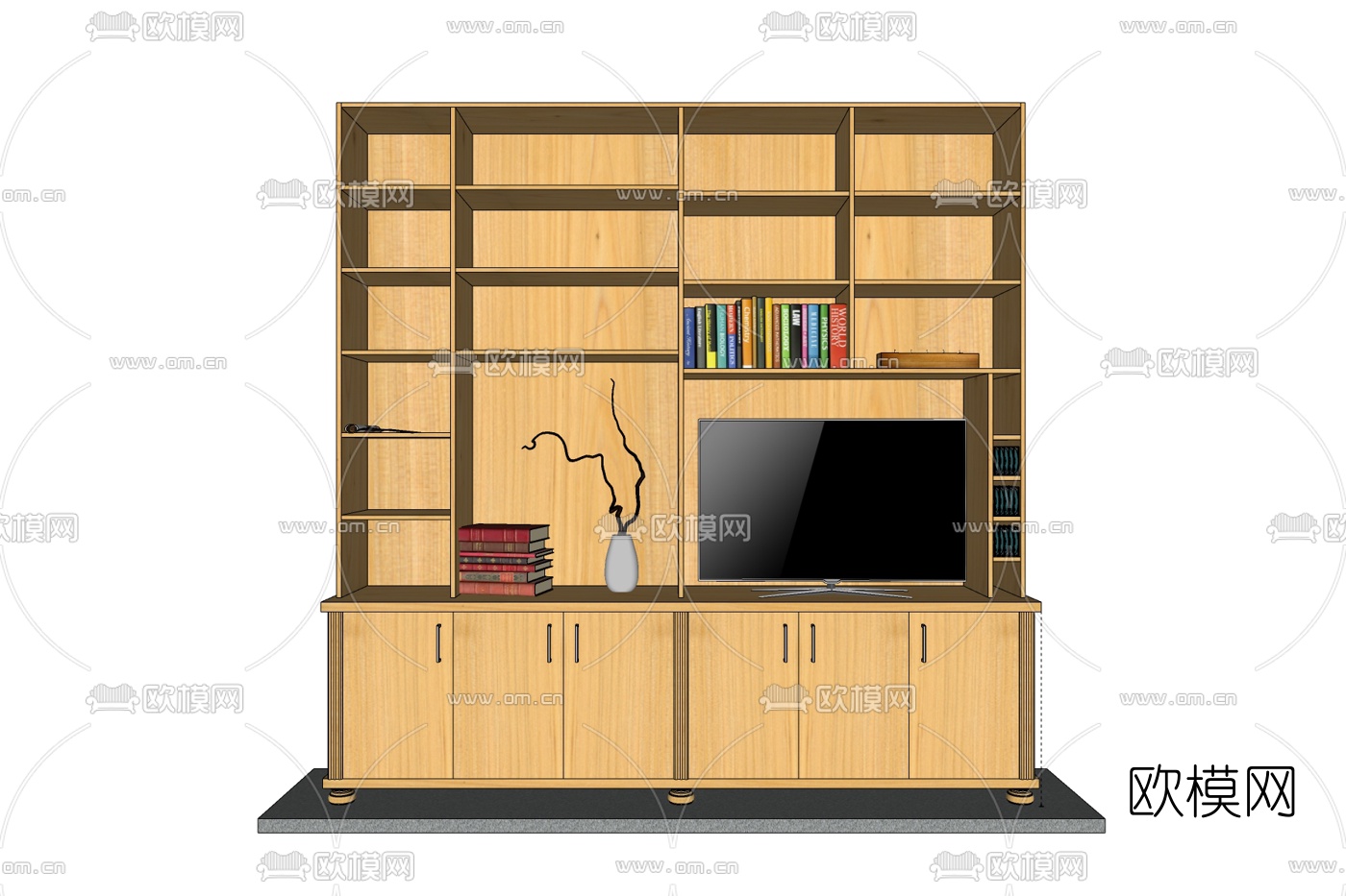 现代实木电视柜免费su模型下载