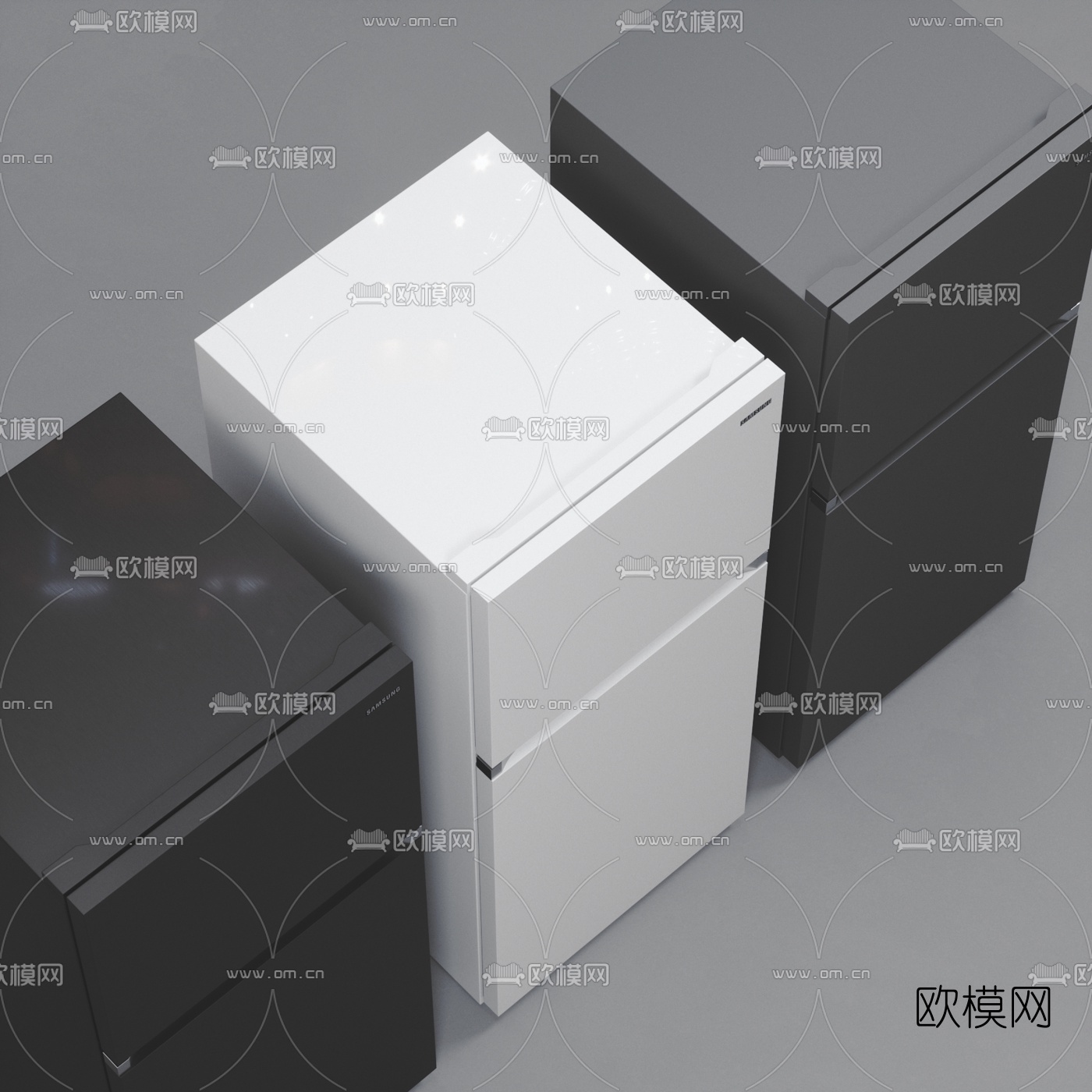 现代单开门冰箱3d模型