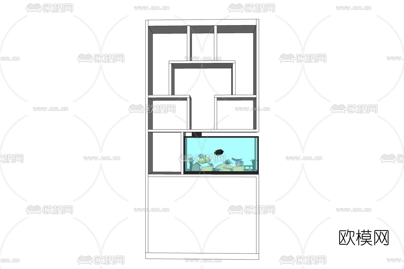 现代实木装饰架免费su模型下载