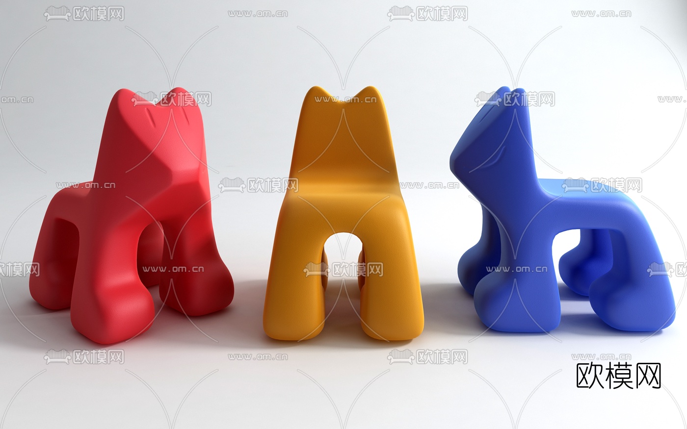 现代儿童靠背单椅3d模型