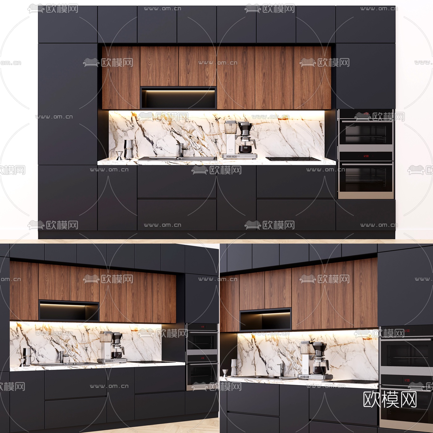 现代厨房橱柜3d模型