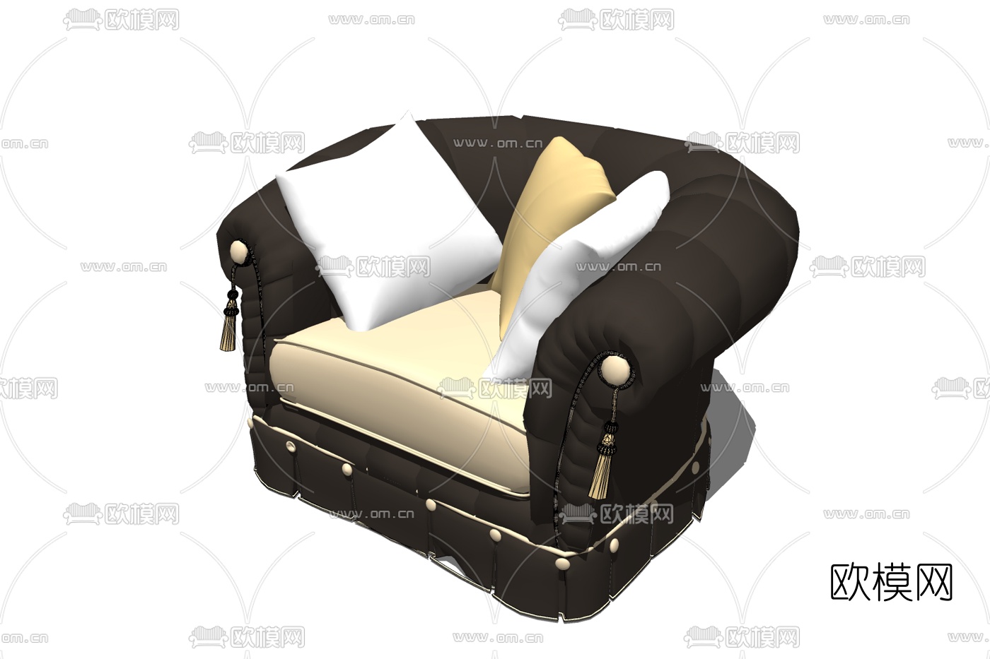 欧式布艺单人沙发免费su模型下载