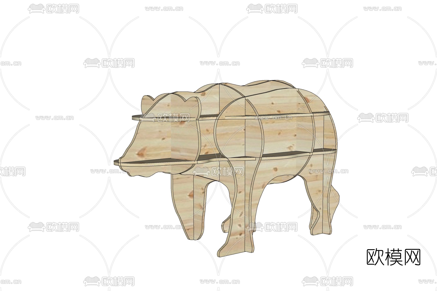现代木制动物摆件免费su模型下载