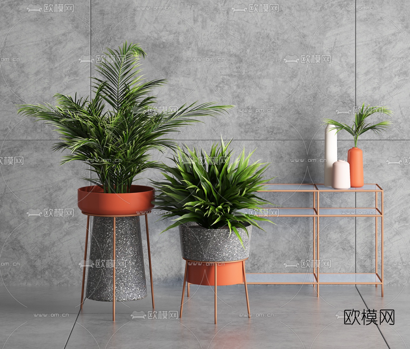 北欧绿植盆栽组合3d模型下载