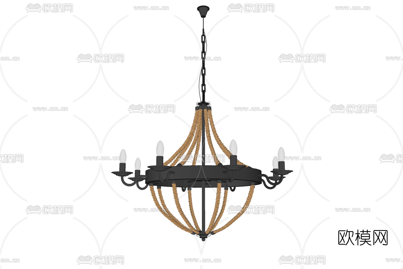 工业风麻绳吊灯免费su模型下载