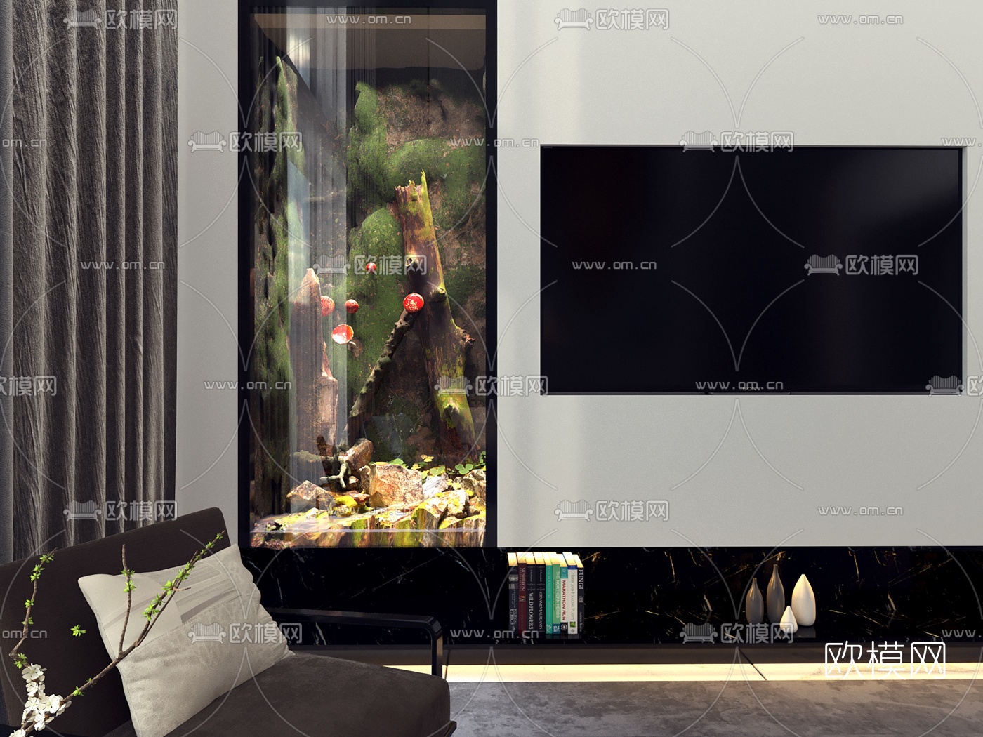 现代玻璃鱼缸3d模型下载