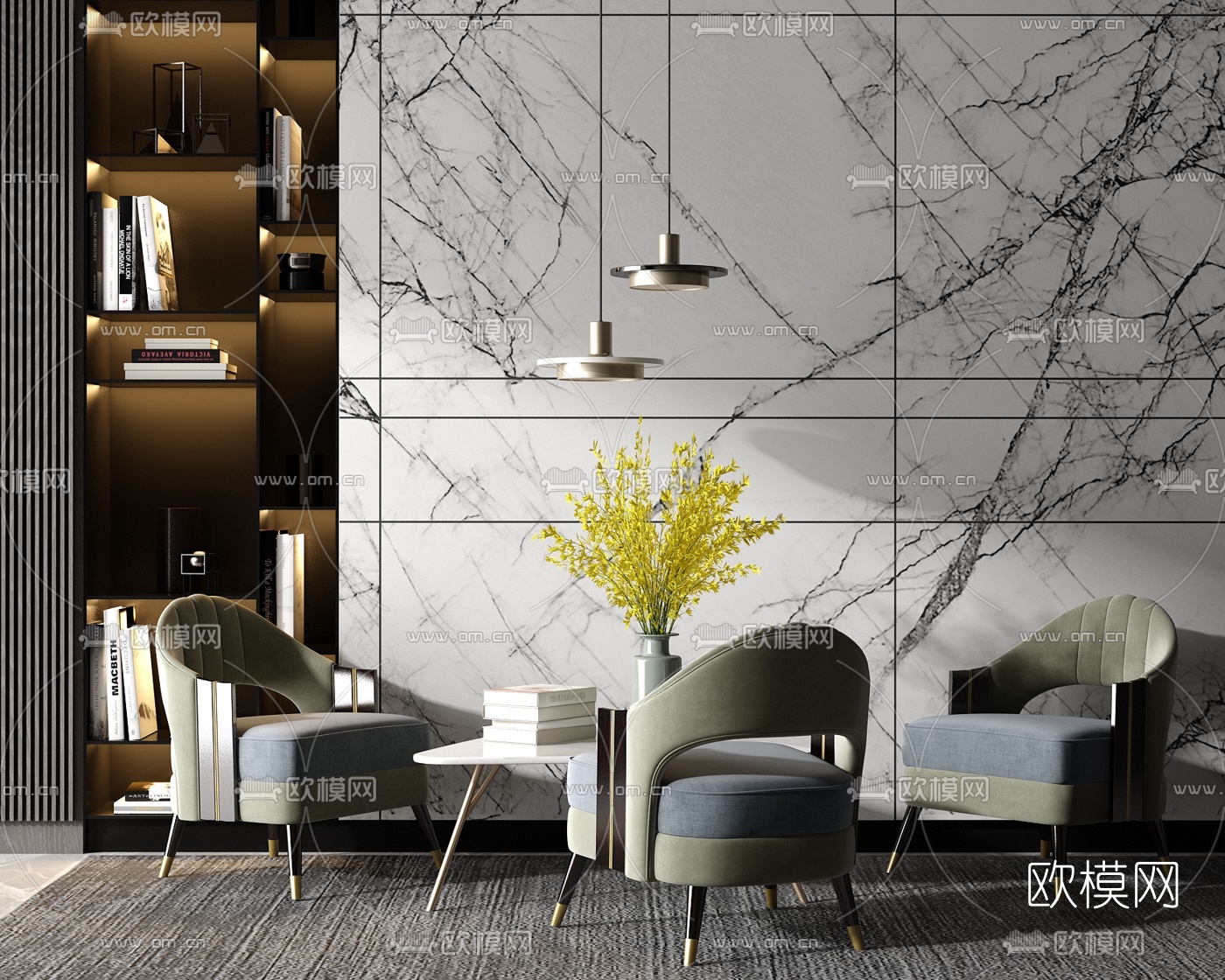 现代布艺休闲桌椅3d模型下载