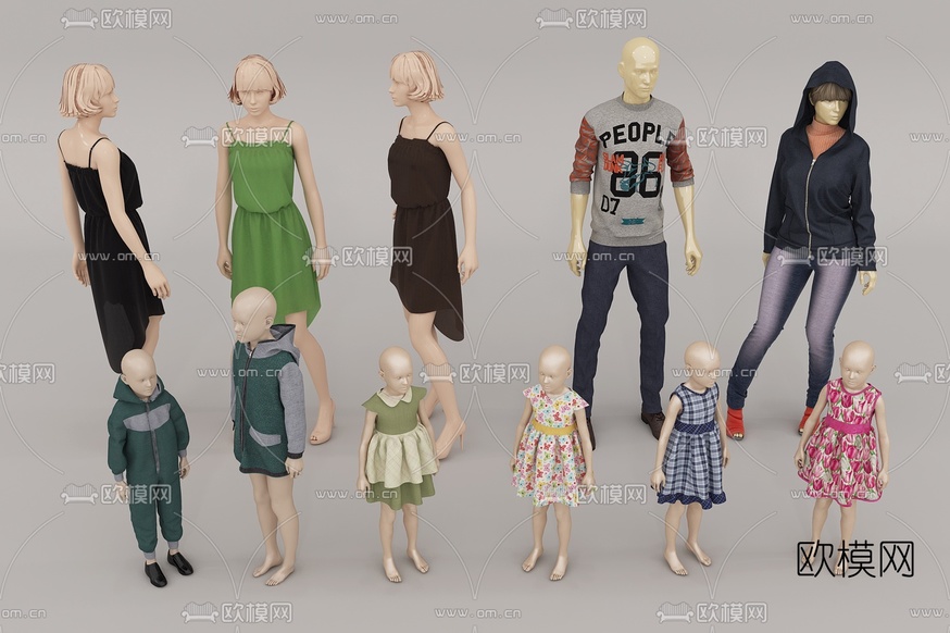 现代服装模特人物3d模型下载(渲染图2)